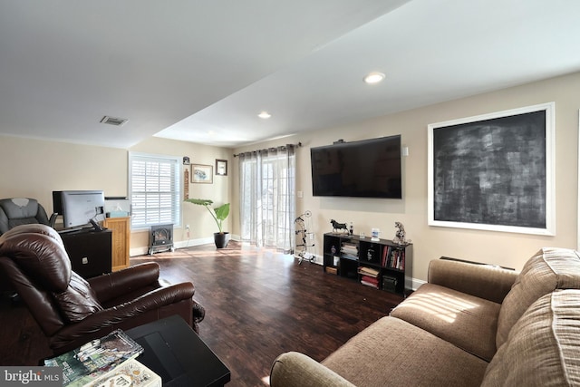 living room with wood-type flooring