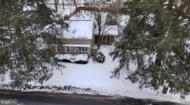 view of snow covered exterior