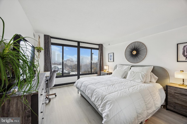 bedroom featuring light wood-type flooring