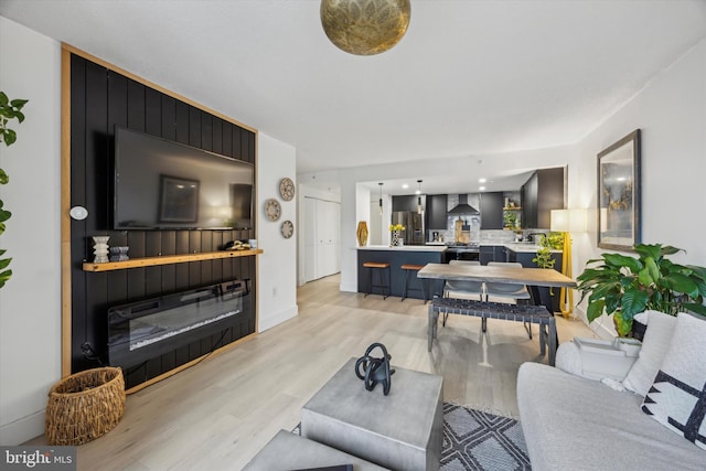 living room with light wood-type flooring