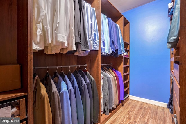 walk in closet featuring hardwood / wood-style flooring