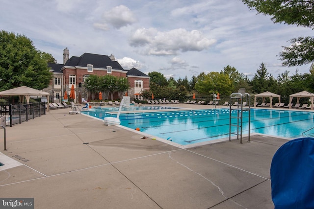 view of swimming pool featuring a patio