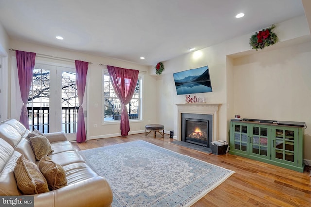 living room with light hardwood / wood-style floors