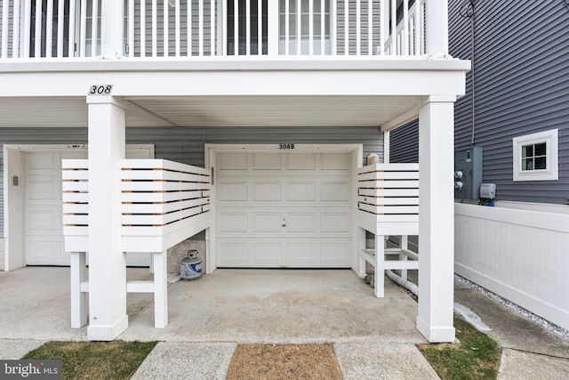 view of garage