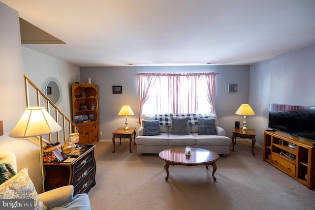 living room with carpet flooring