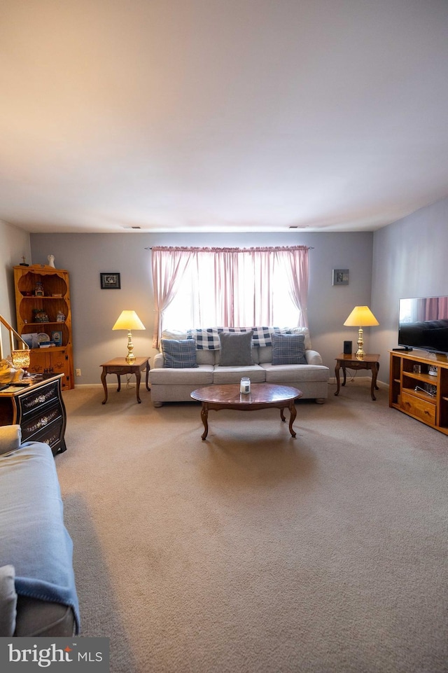 living room with carpet flooring