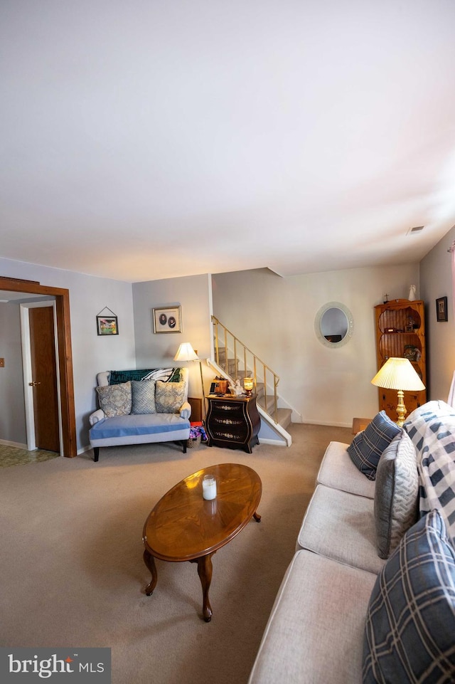 living room featuring carpet floors