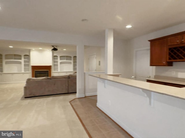 kitchen featuring built in shelves