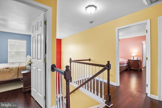 corridor with dark hardwood / wood-style flooring