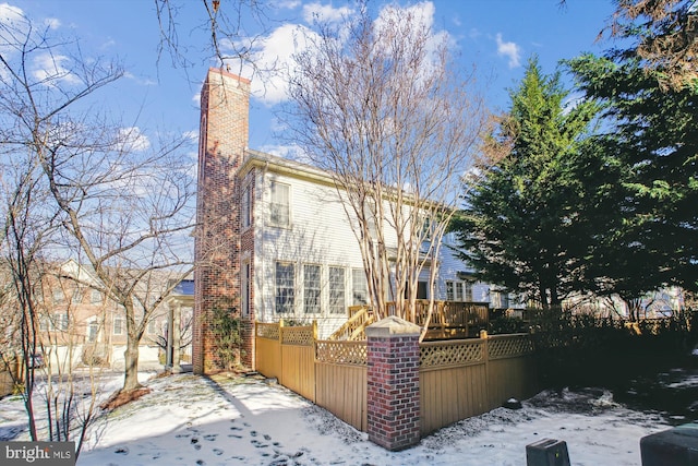 view of snow covered exterior