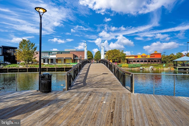 view of dock featuring a water view