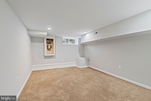 basement featuring carpet