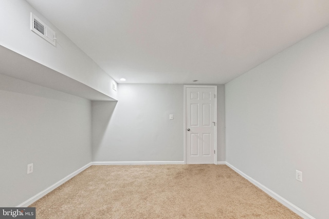 basement with carpet floors