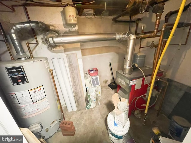 utility room featuring gas water heater