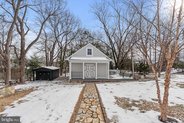 view of snow covered structure