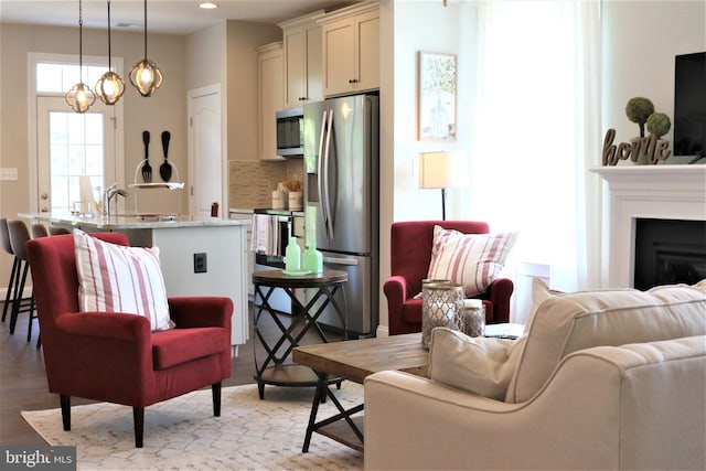 living room featuring light hardwood / wood-style flooring