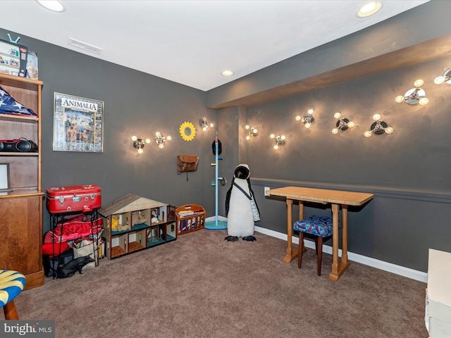 playroom featuring carpet flooring