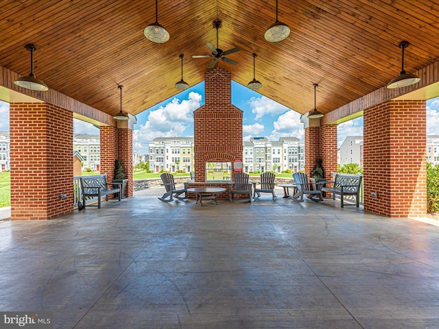 view of patio with ceiling fan