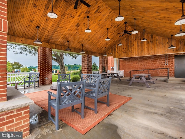 view of patio / terrace featuring ceiling fan