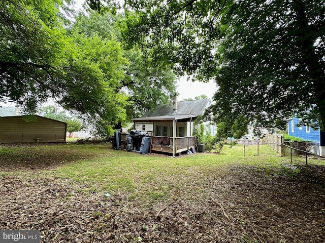 view of yard with a deck