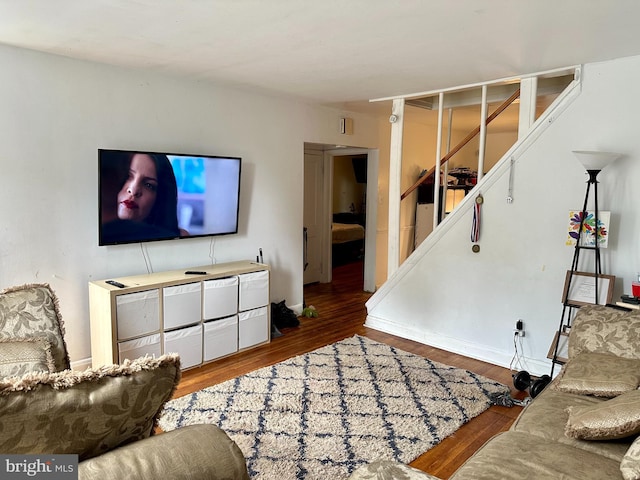 living room featuring dark hardwood / wood-style floors