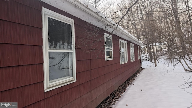 view of snow covered exterior