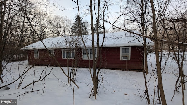 view of snow covered property