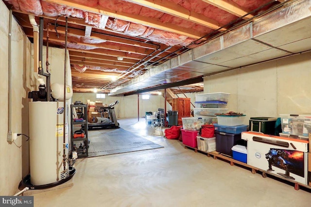 basement with water heater