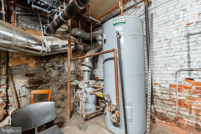 utility room with gas water heater