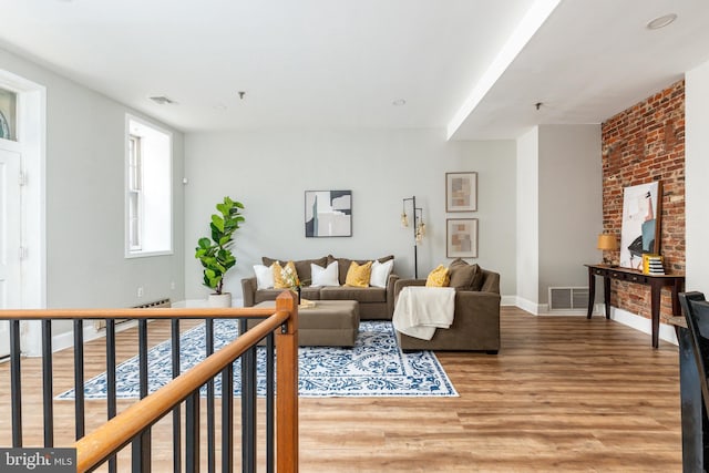 living room featuring hardwood / wood-style flooring