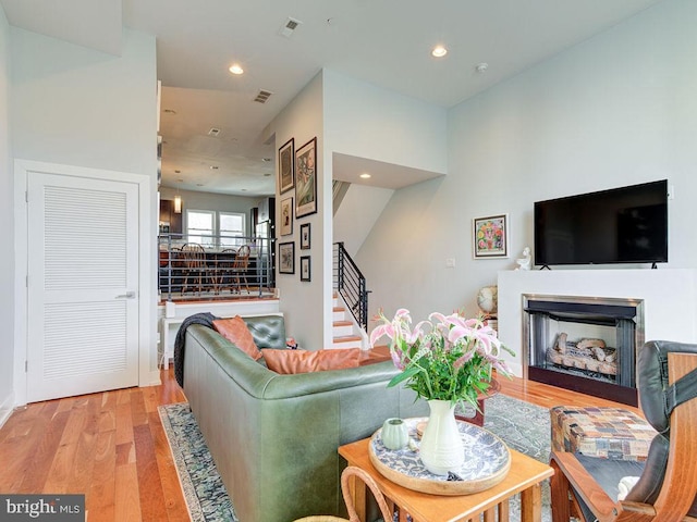 living room featuring light hardwood / wood-style floors