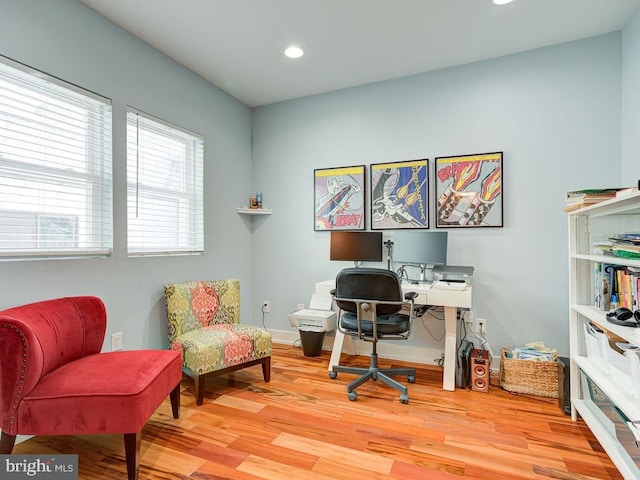 office featuring light hardwood / wood-style flooring