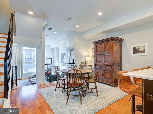 dining area featuring light hardwood / wood-style flooring