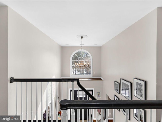 interior space featuring an inviting chandelier