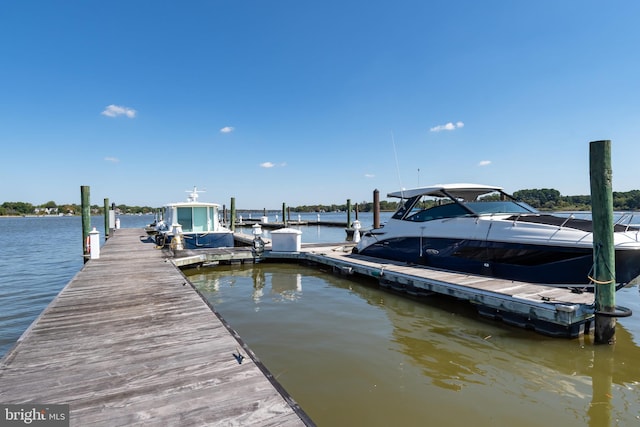 view of dock featuring a water view