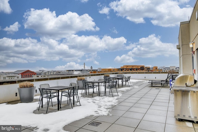 view of patio / terrace with a water view