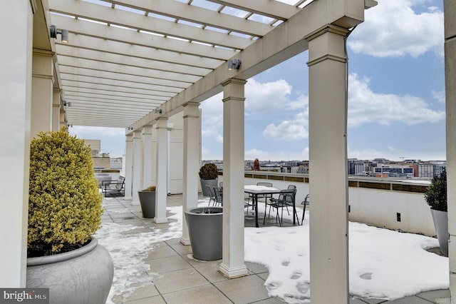 view of patio featuring a pergola