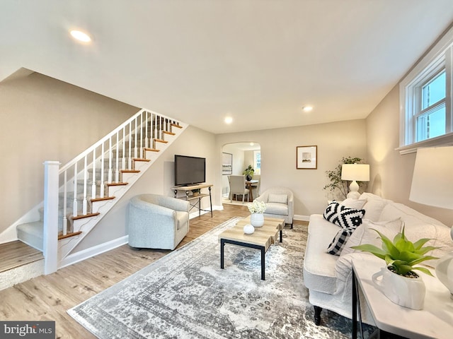 living room with wood-type flooring