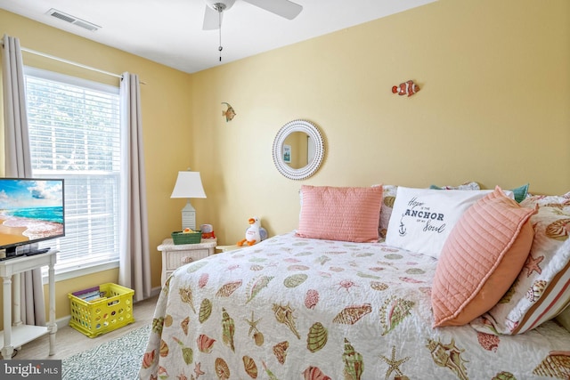 bedroom featuring ceiling fan