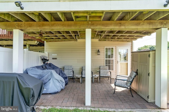 view of patio featuring area for grilling