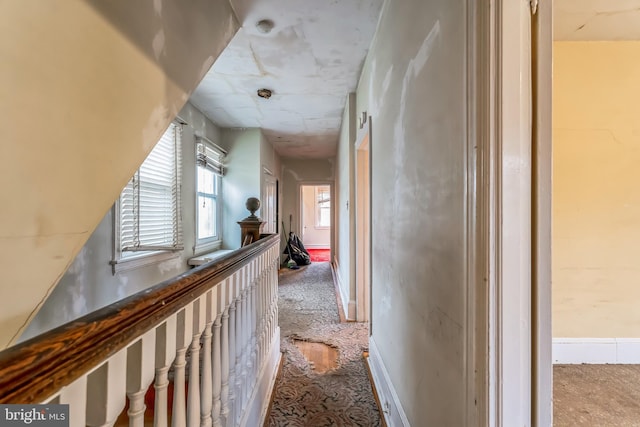 hallway with light carpet