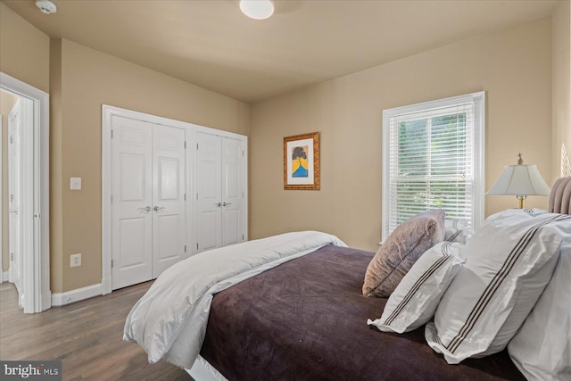 bedroom with wood-type flooring