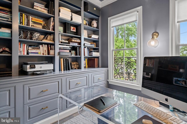 interior space featuring ornamental molding