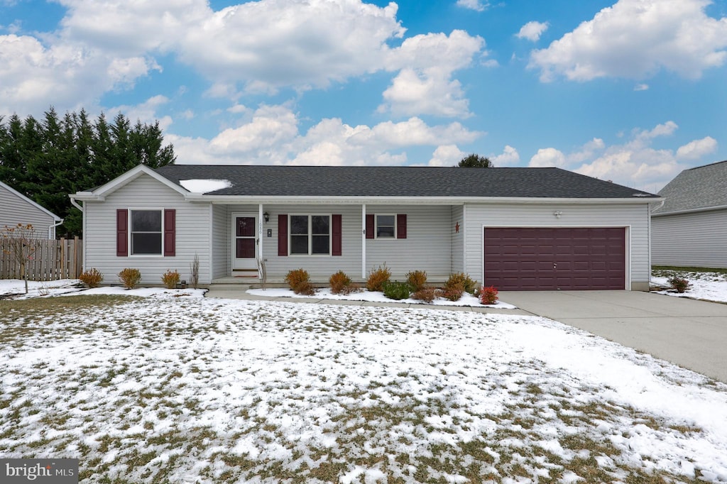 single story home with a garage