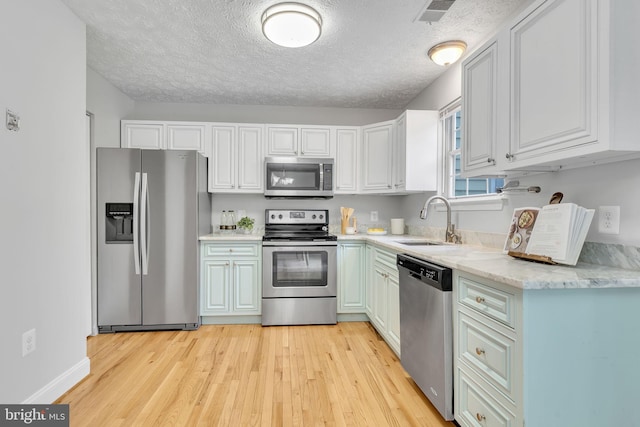 kitchen featuring white cabinets, sink, and stainless steel appliances