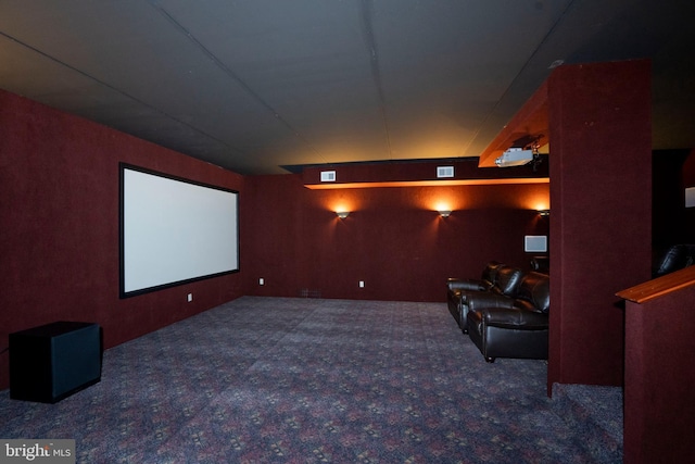 view of carpeted home theater