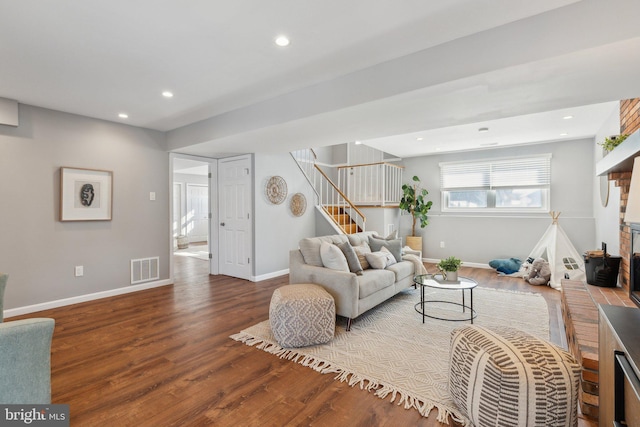 living room with wood-type flooring