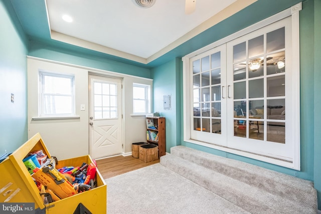 game room with carpet flooring