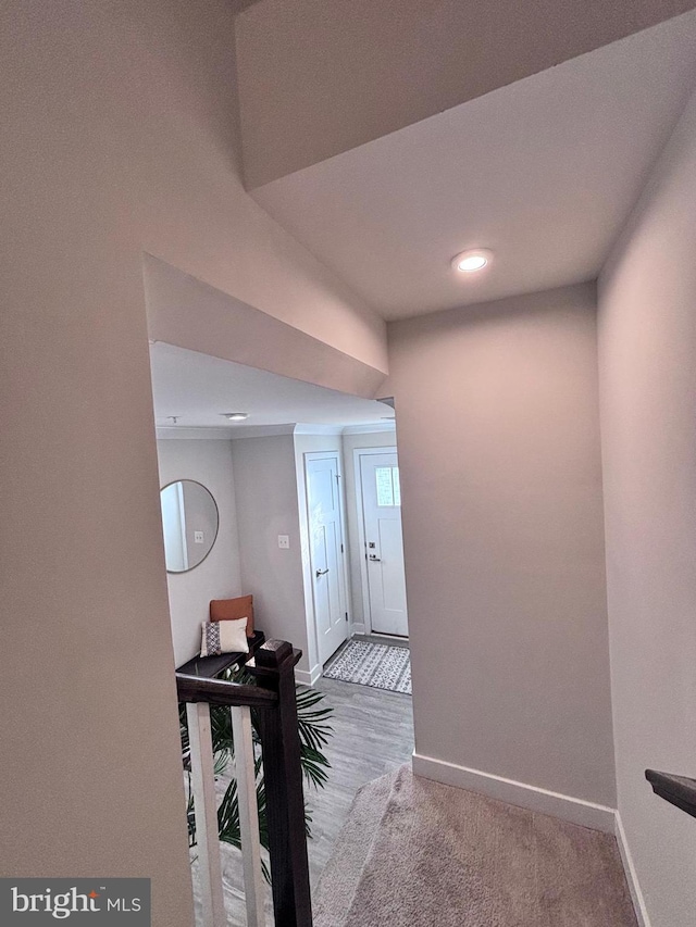 corridor featuring light hardwood / wood-style flooring