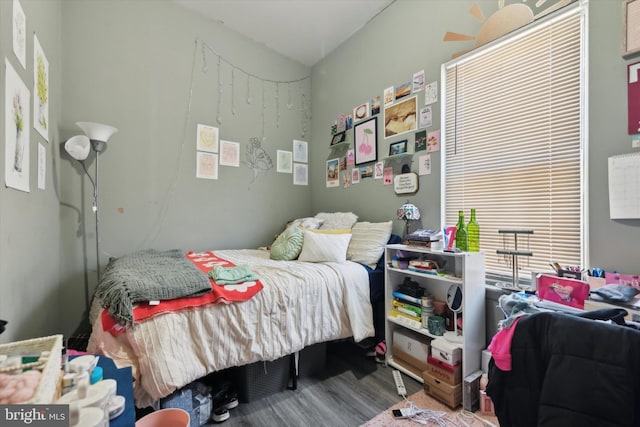 bedroom with hardwood / wood-style flooring